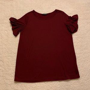 NWOT Shein Ruffle Sleeve Solid Tee, Size Small